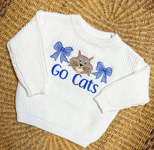 Custom Kentucky Go Cats Bow Sweater - Girls Game Day Sweater
