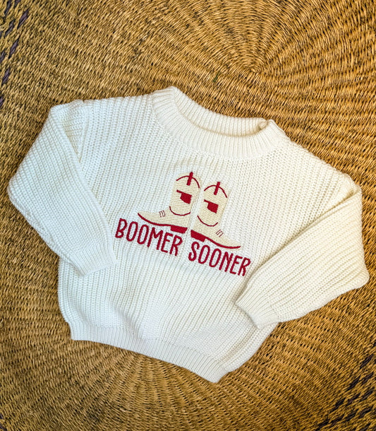 Custom Oklahoma Boomer Sooner Cowboy Boots Sweater - Kids Game day Outfit