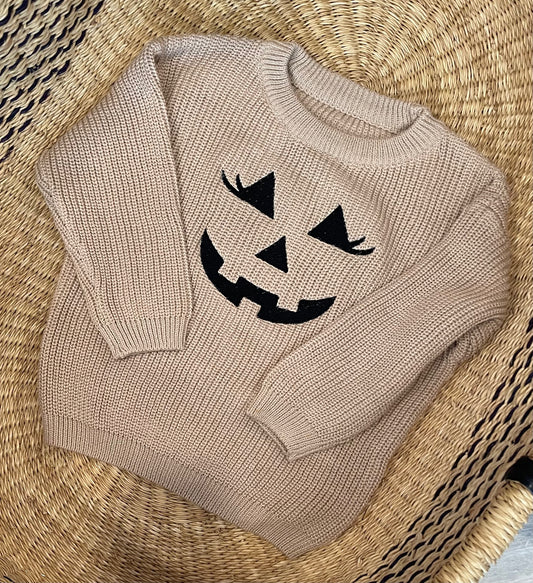 Custom Jack-O-Lantern Sweater - Kids Halloween Outfit