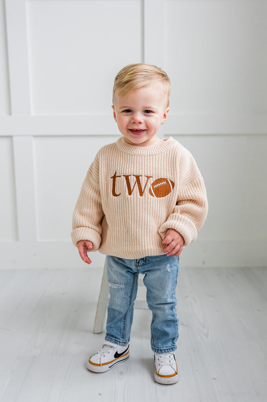 Custom Football ONE Sweater - First Birthday Outfit