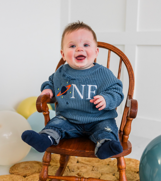Custom Planet ONE Sweater - First Birthday Outfit
