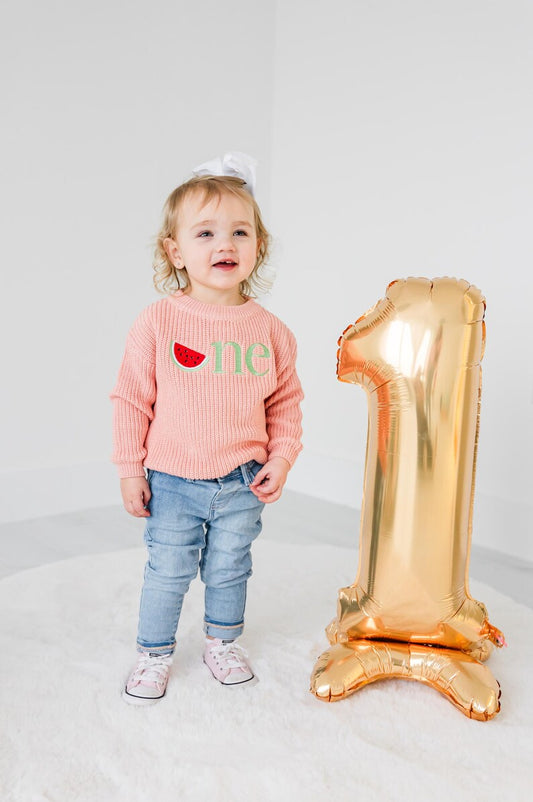 Custom Watermelon ONE Sweater - Kids First Birthday Outfit