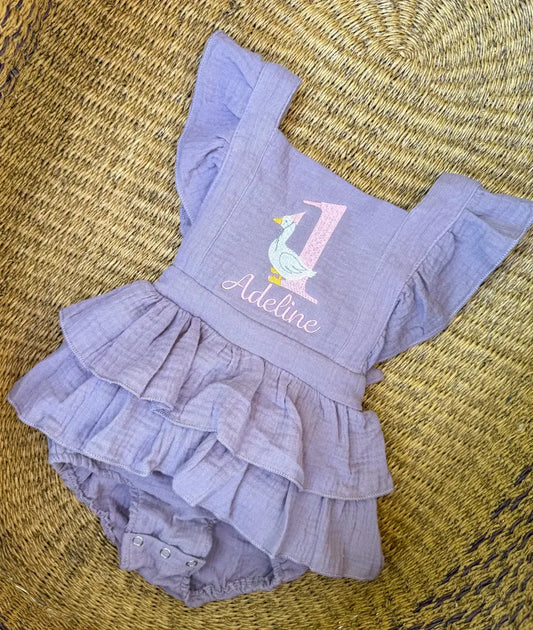 Custom Goose First Birthday Romper - Girls First Birthday Outfit