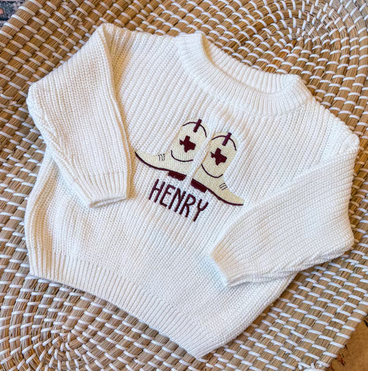 Custom Texas A&M Aggies Cowboy Boots Sweater - Kids Game Day Outfit