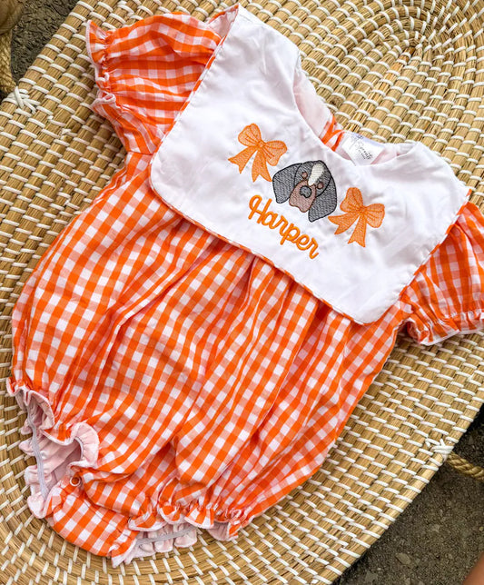 Custom Vols Gingham Romper - Girls Game Day Outfit