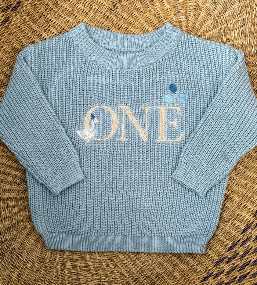 Custom Silly Goose ONE Sweater - Kids First Birthday Outfit