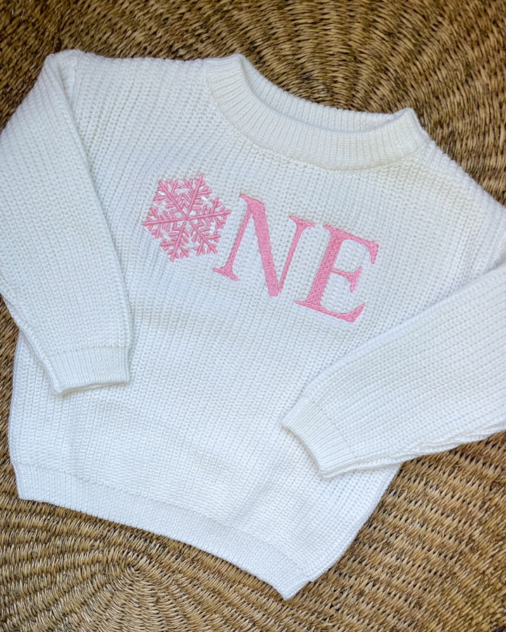 Snowflake ONE Sweater - First Birthday Outfit
