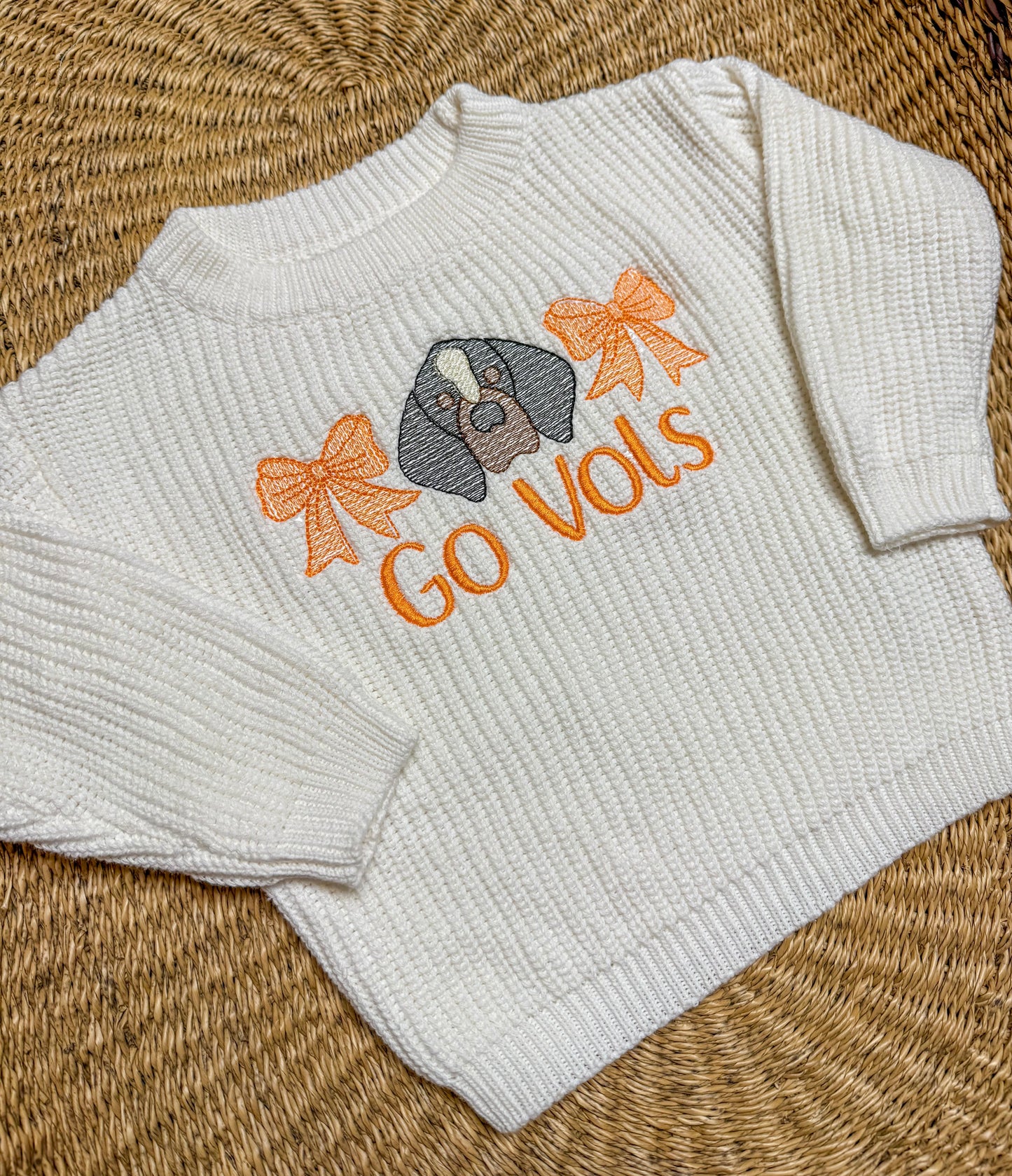 Custom Tennessee Go Vols Bow Sweater - Girls Game Day Sweater