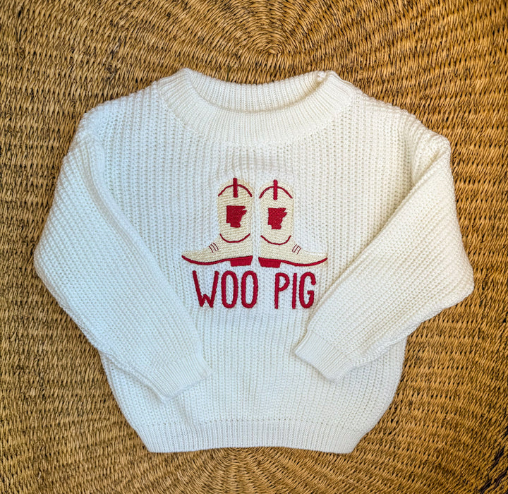 Arkansas Woo Pig Cowboy Boots Sweater - Kids Game Day Outfit