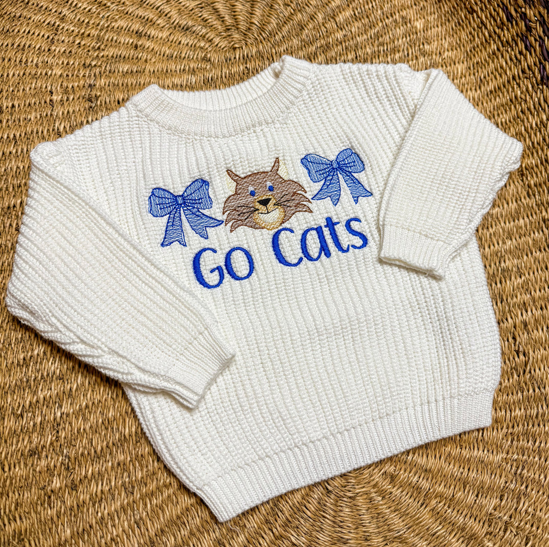 Kentucky Go Cats Bow Sweater - Girls Game Day Sweater