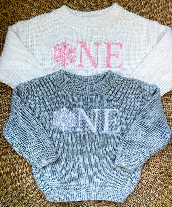 Snowflake ONE Sweater - First Birthday Outfit