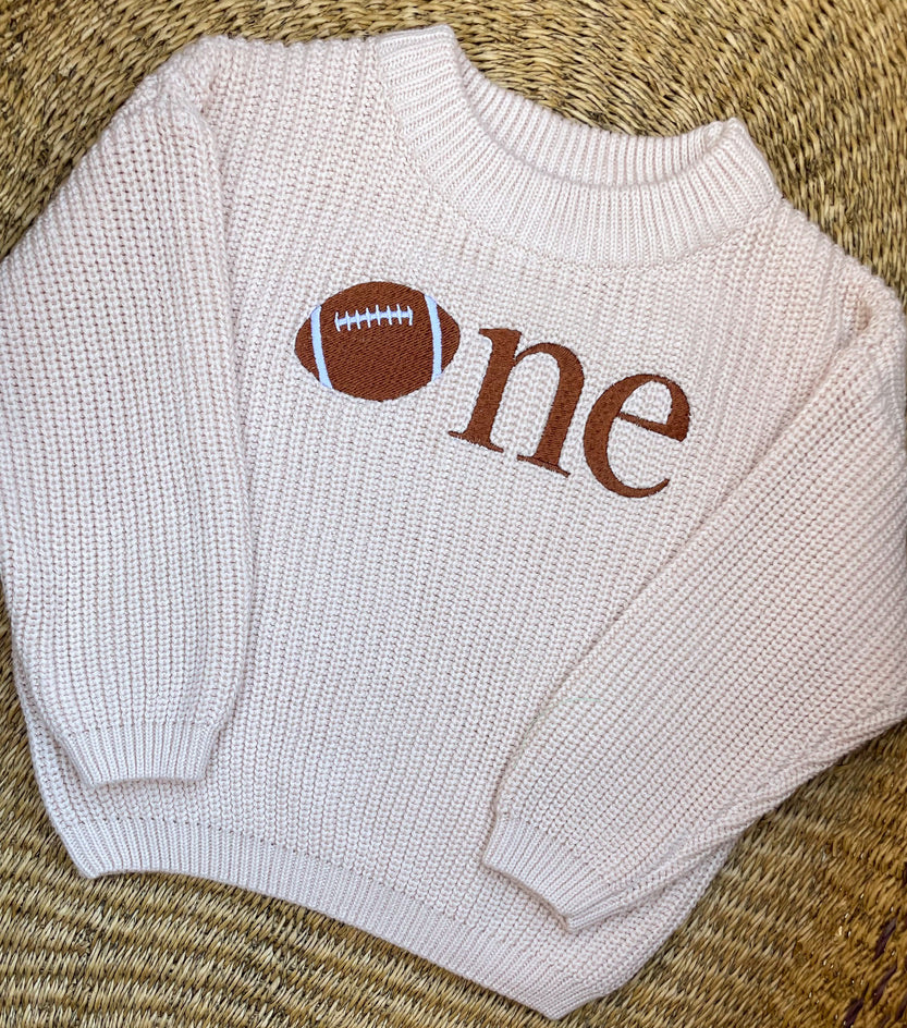 Custom Football ONE Sweater - First Birthday Outfit