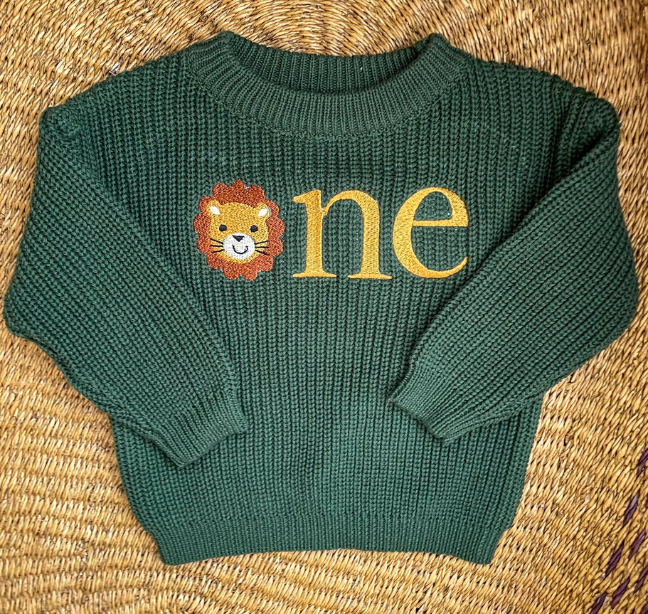Lion ONE Sweater - First Birthday Outfit