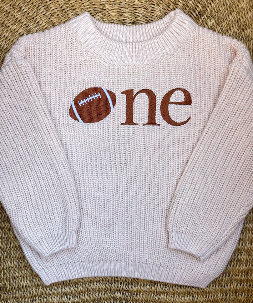 Custom Football ONE Sweater - First Birthday Outfit