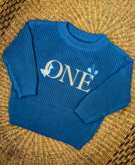 Custom Silly Goose ONE Sweater - Kids First Birthday Outfit