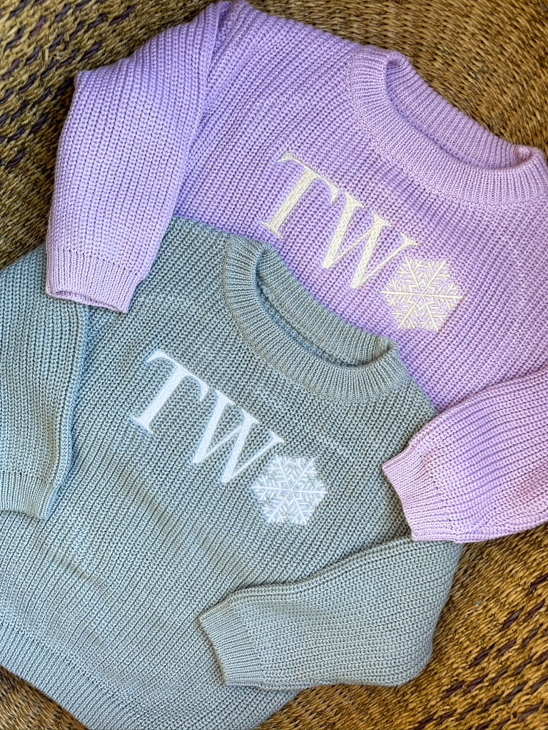 Custom Snowflake TWO Sweater - Second Birthday Outfit