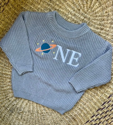 Custom Planet ONE Sweater - First Birthday Outfit