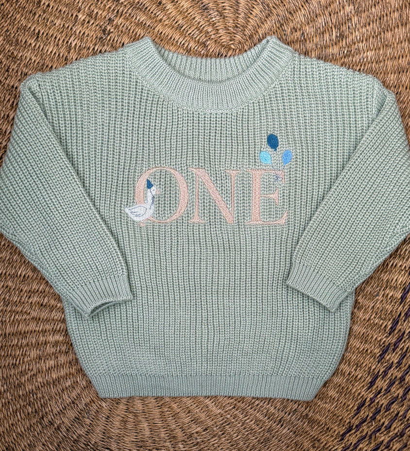 Custom Silly Goose ONE Sweater - Kids First Birthday Outfit