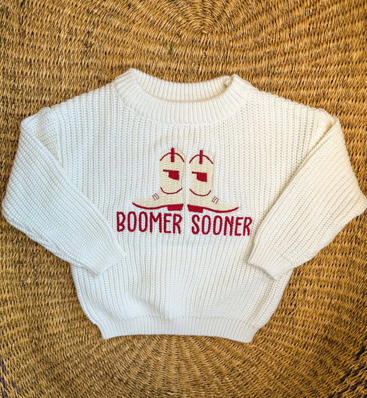 Custom Oklahoma Boomer Sooner Cowboy Boots Sweater - Kids Game day Outfit