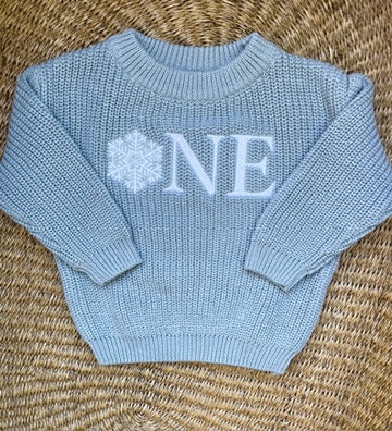 Custom Snowflake ONE Sweater - First Birthday Outfit