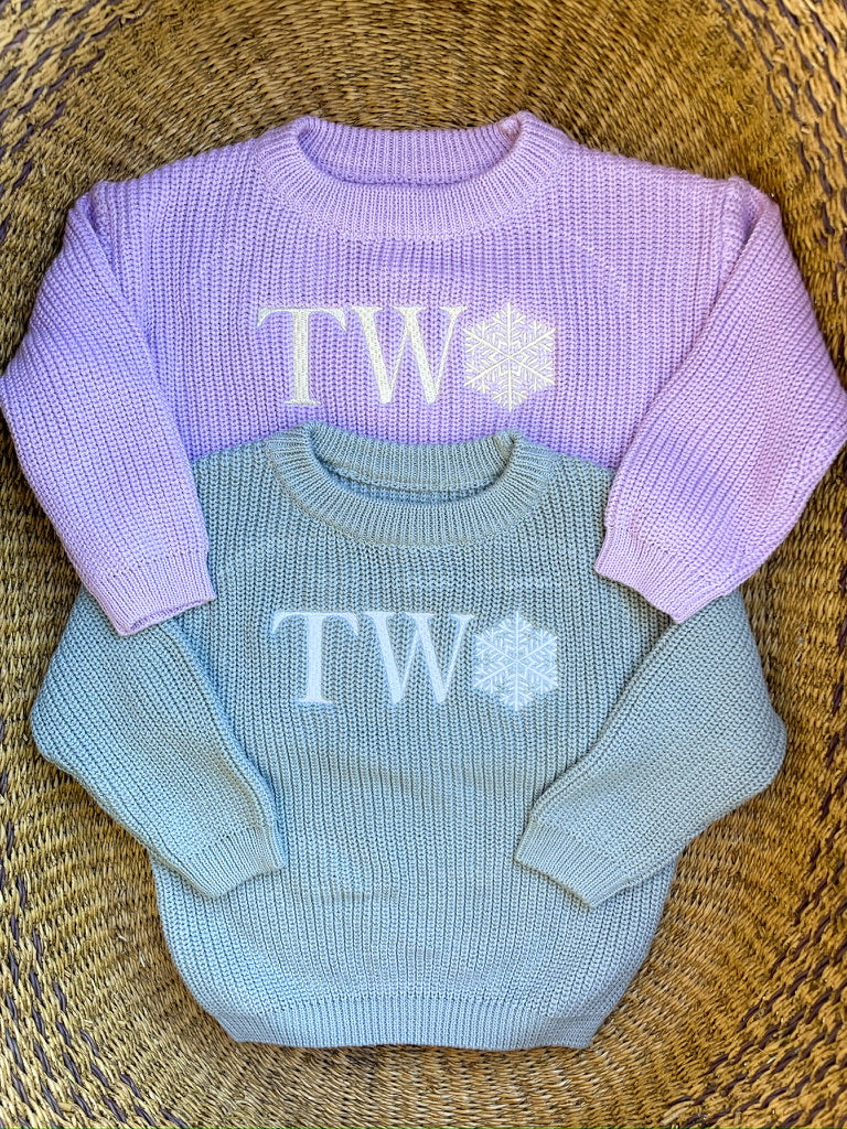 Custom Snowflake TWO Sweater - Second Birthday Outfit