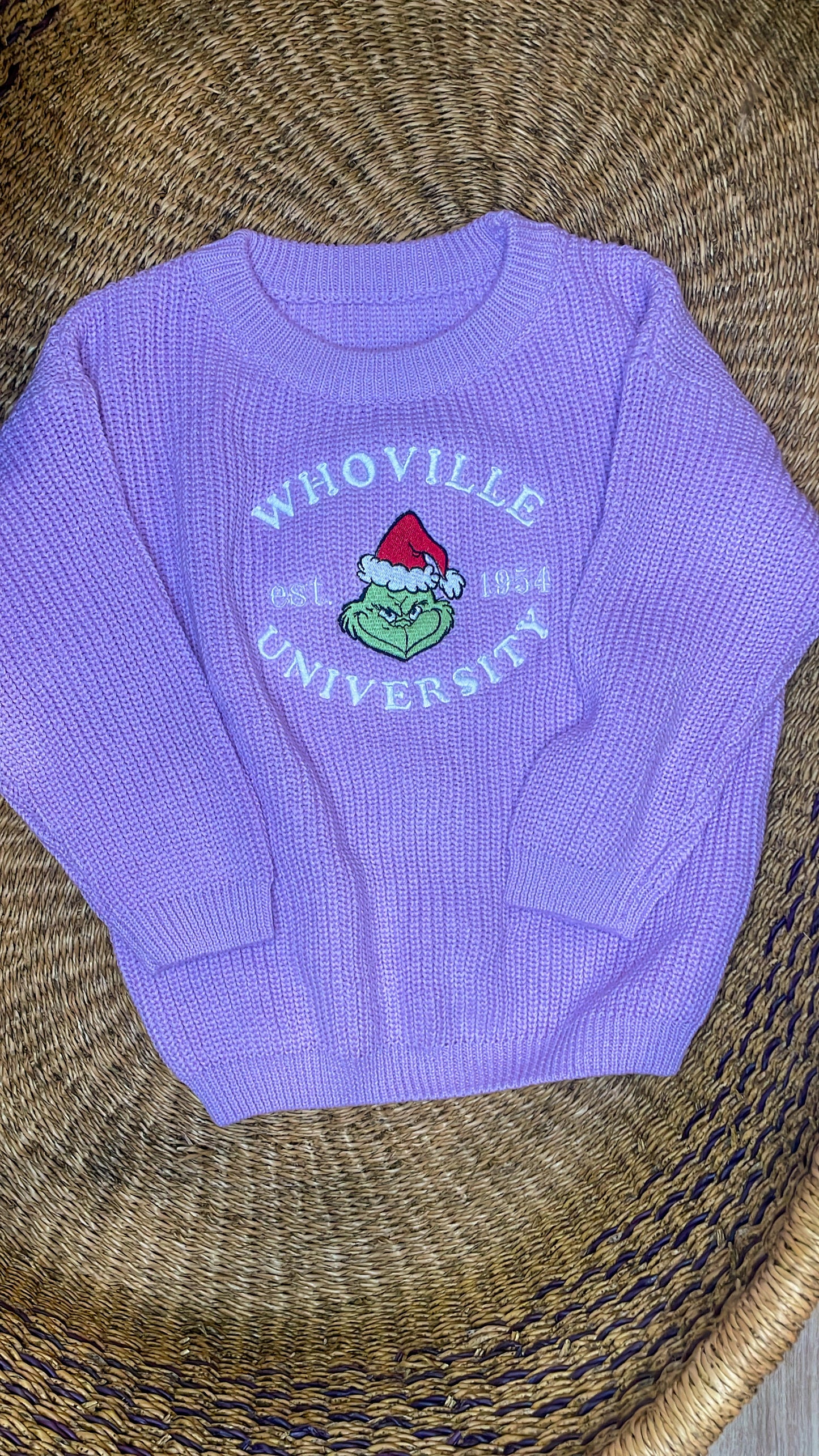 Custom Grinch Whoville University Sweater - Kids Christmas Outfit