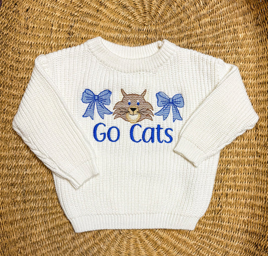 Custom Kentucky Go Cats Bow Sweater - Girls Game Day Sweater