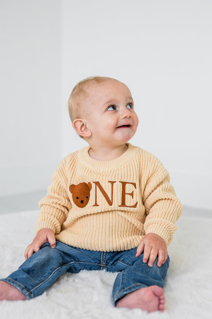 Bear ONE Sweater - Kids First Birthday Outfit