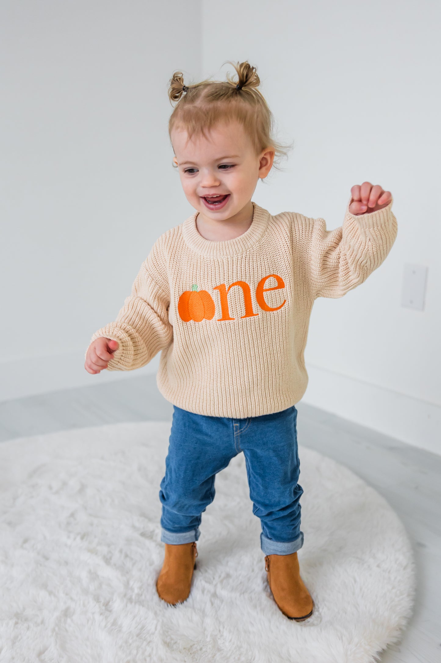 Custom Pumpkin ONE Sweater - First Birthday Outfit
