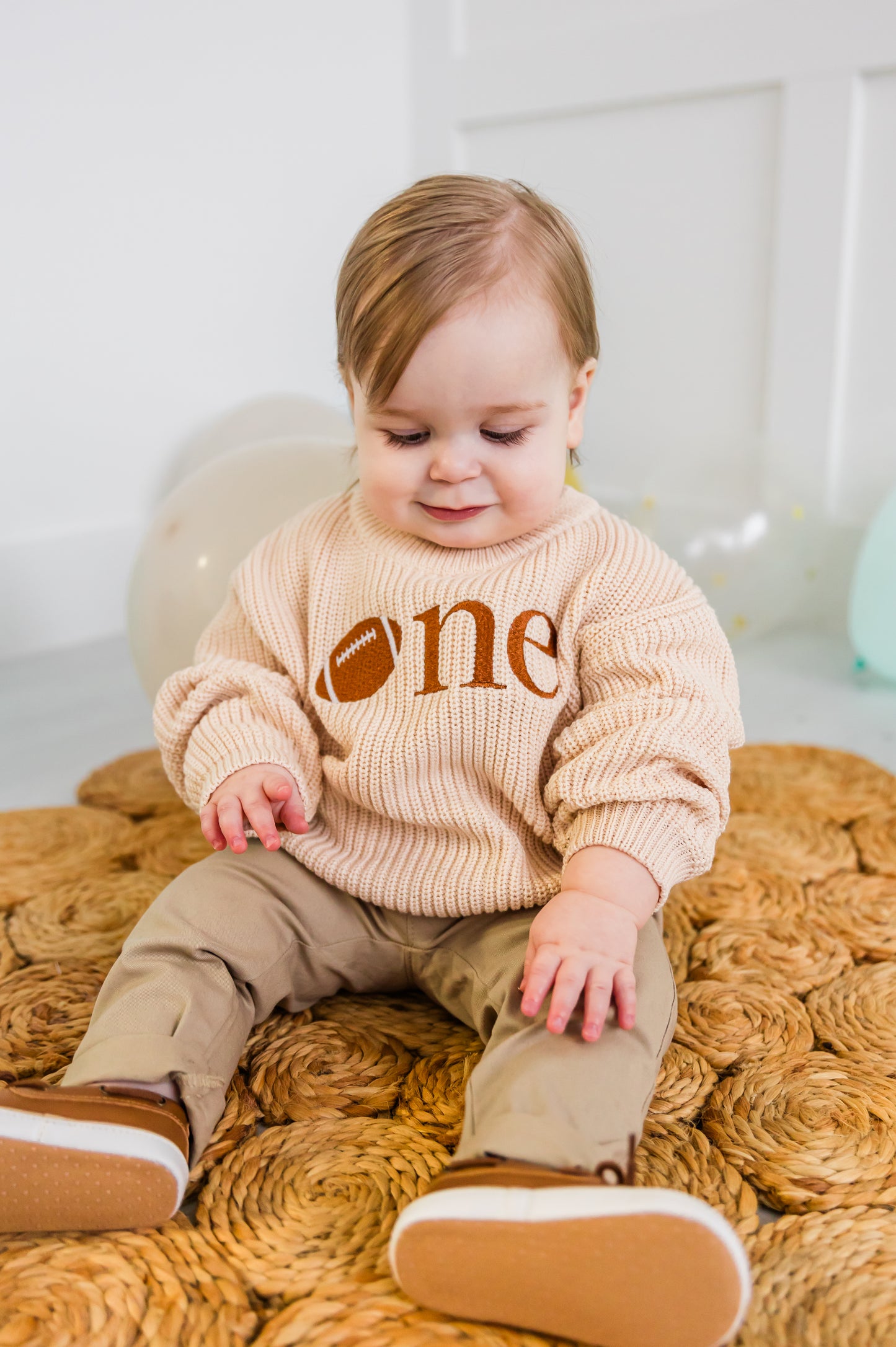 Custom Football ONE Sweater - First Birthday Outfit