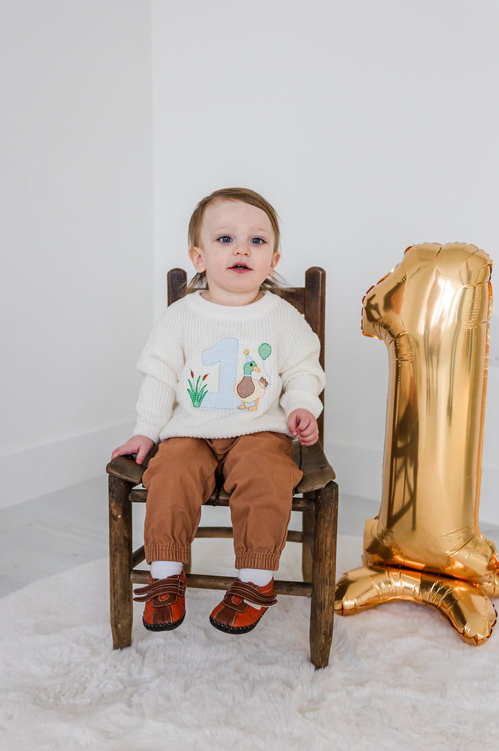 One Lucky Duck Sweater - Kids First Birthday Outfit
