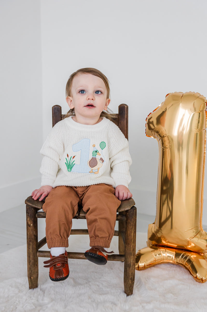 One Lucky Duck Sweater - Kids First Birthday Outfit