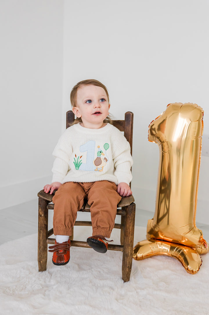 One Lucky Duck Sweater - Kids First Birthday Outfit