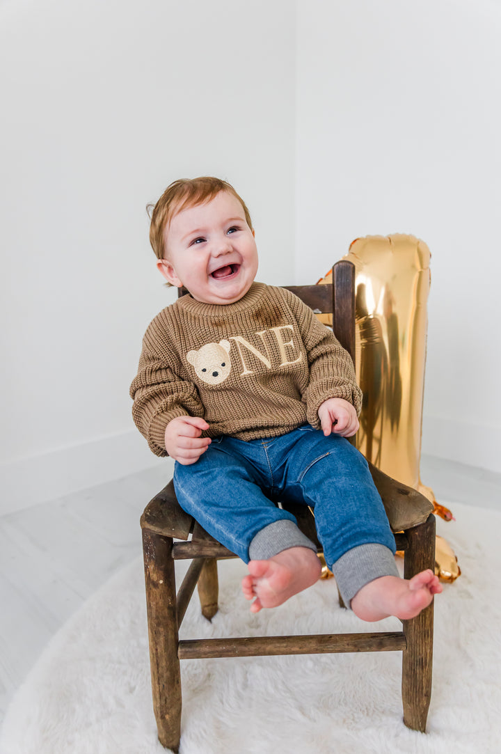 Bear ONE Sweater - Kids First Birthday Outfit