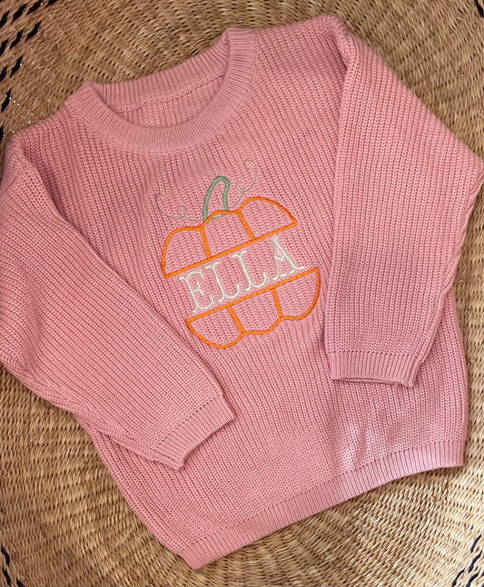 Custom Name & Pumpkin Sweater - Kids Personalized Outfit
