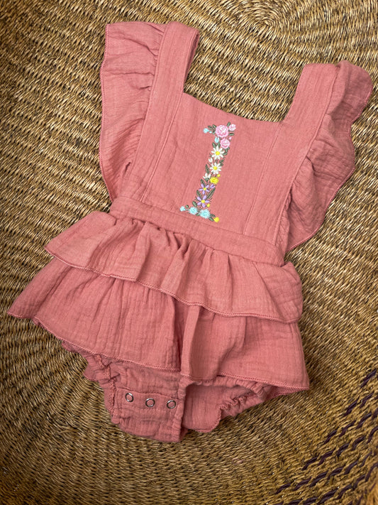 Custom Floral Birthday Romper – Girls Birthday Outfit