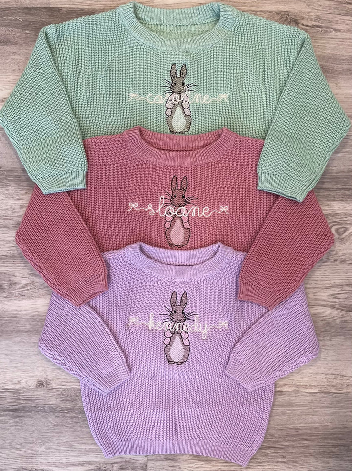 Name & Easter Bunny Sweater – Kids Easter Outfit