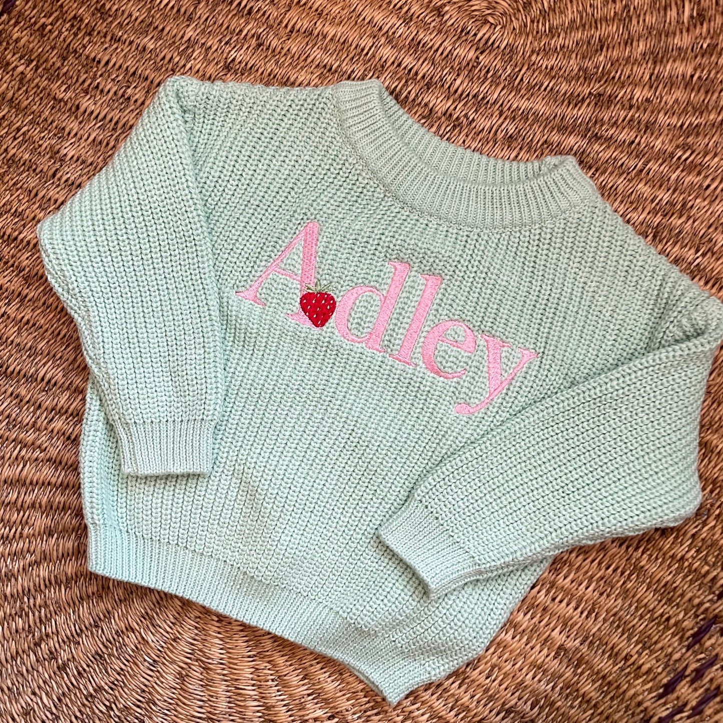 Custom Name & Strawberry Sweater - Girls Personalized Outfit
