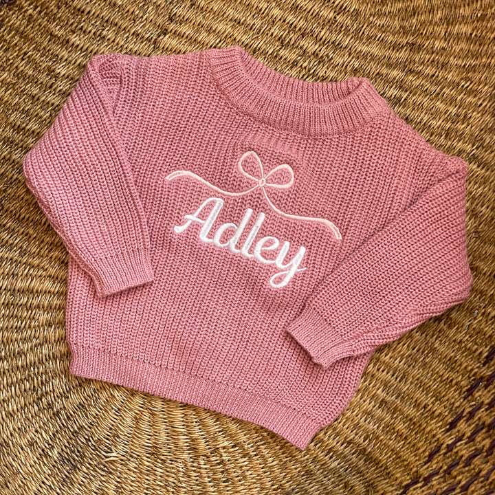 Name & Bow Sweater - Girls Personalized Outfit