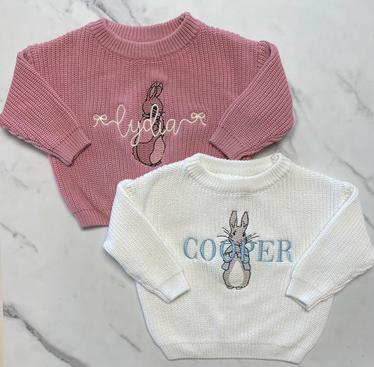 Custom Name & Easter Bunny Sweater – Kids Easter Outfit