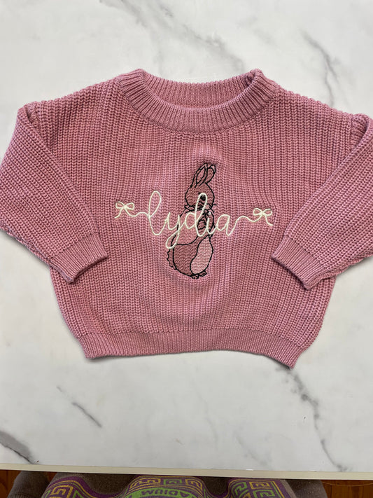 Custom Name & Easter Bunny Sweater – Kids Easter Outfit