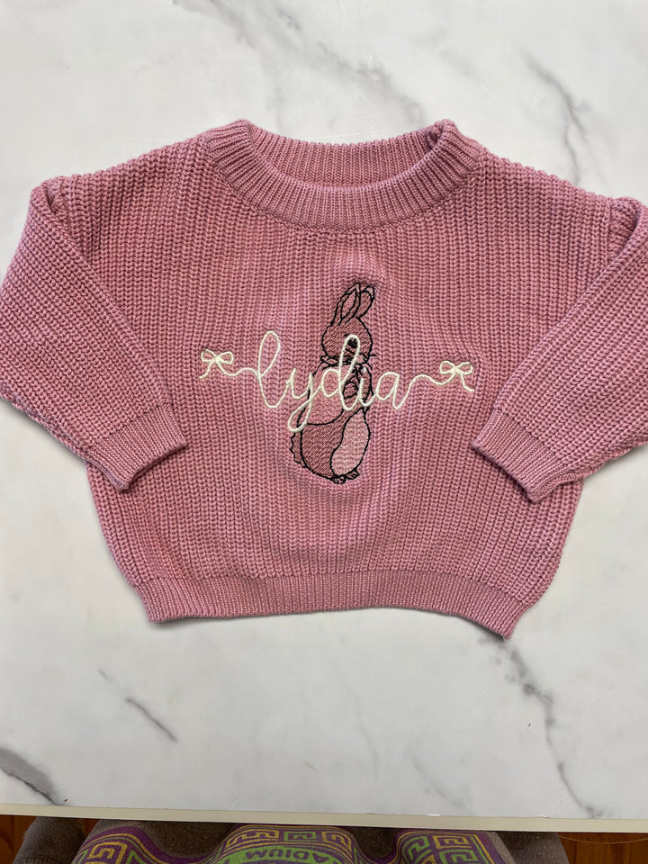 Name & Easter Bunny Sweater – Kids Easter Outfit
