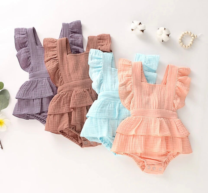 Knit Initial & Branch Romper – Girls Personalized Outfit