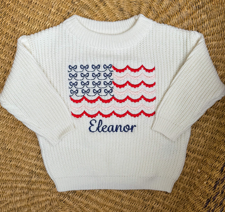 Coquette American Flag - Girls USA Sweater