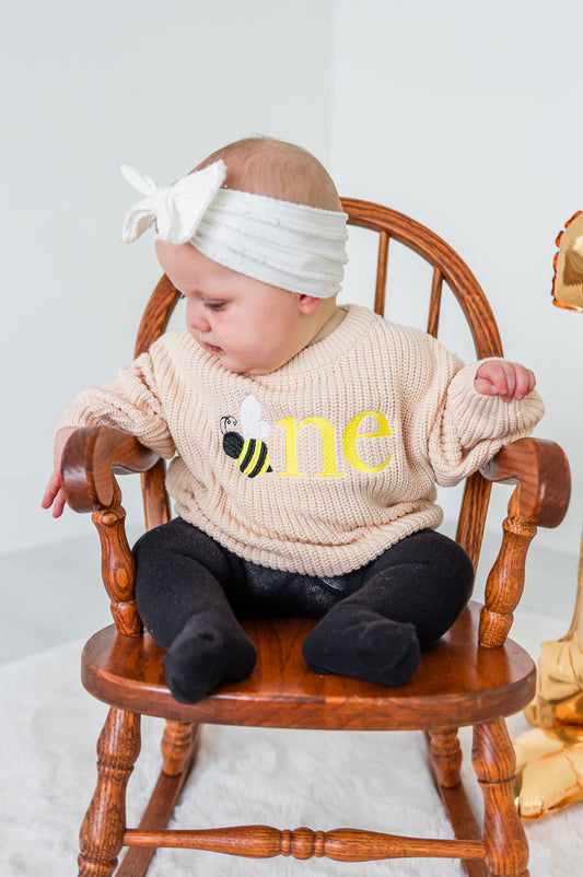 Custom Bumble Bee ONE Sweater - First Birthday Outfit