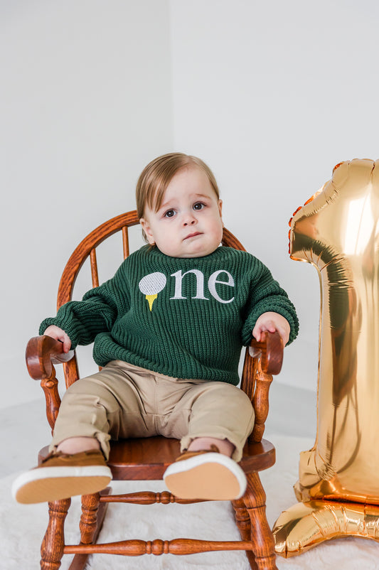 Custom Golf ONE Sweater - First Birthday Outfit