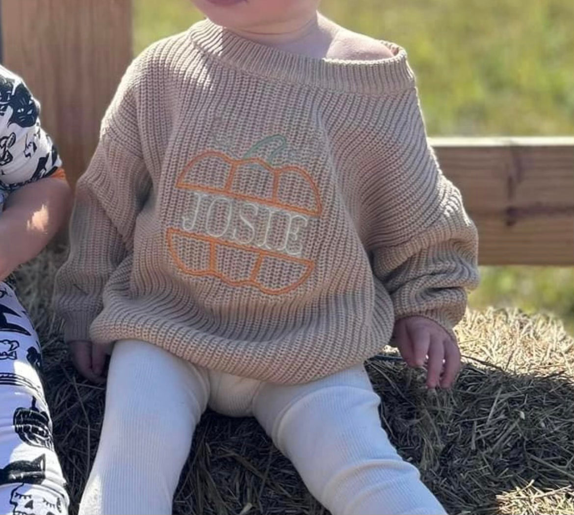 Custom Name & Pumpkin Sweater - Kids Personalized Outfit