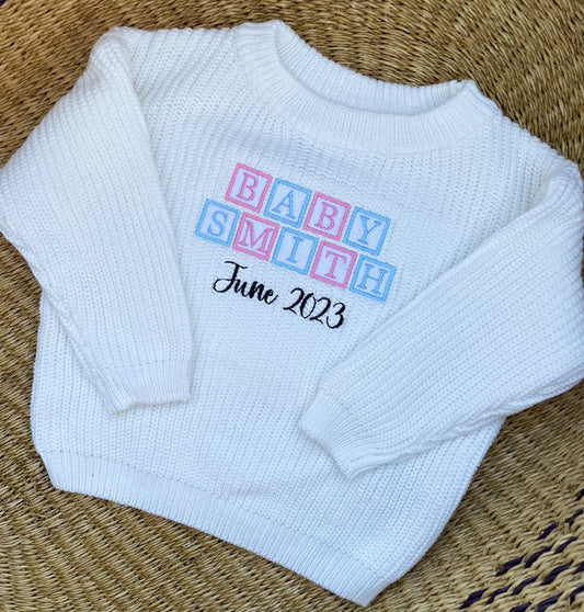 Custom Baby Announcement Sweater – Personalized Pregnancy Reveal Outfit