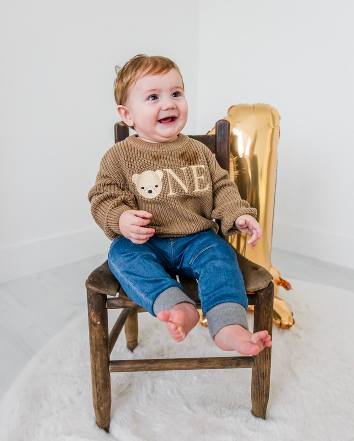 Bear ONE Sweater - Kids First Birthday Outfit