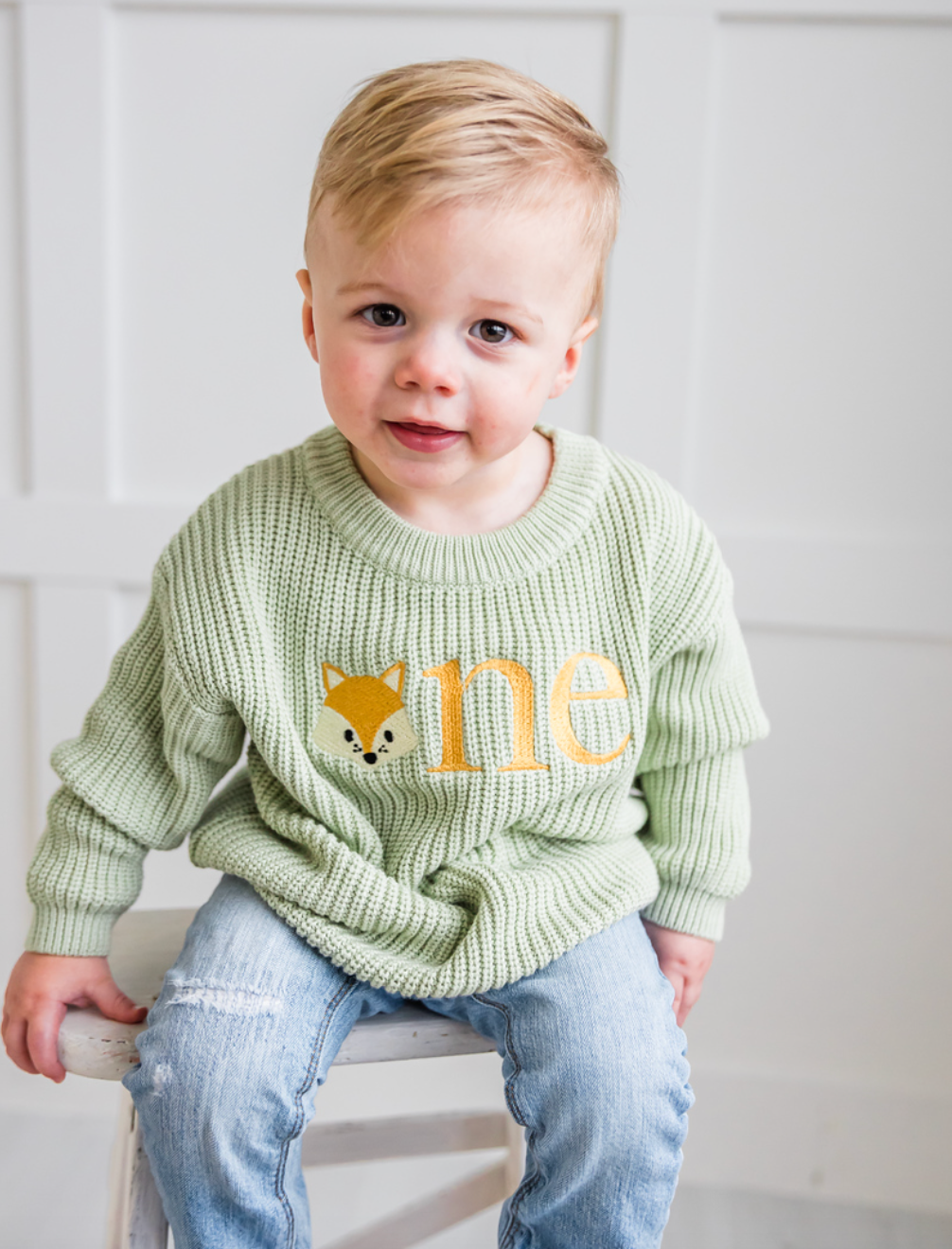 Custom Fox ONE Sweater - First Birthday Outfit